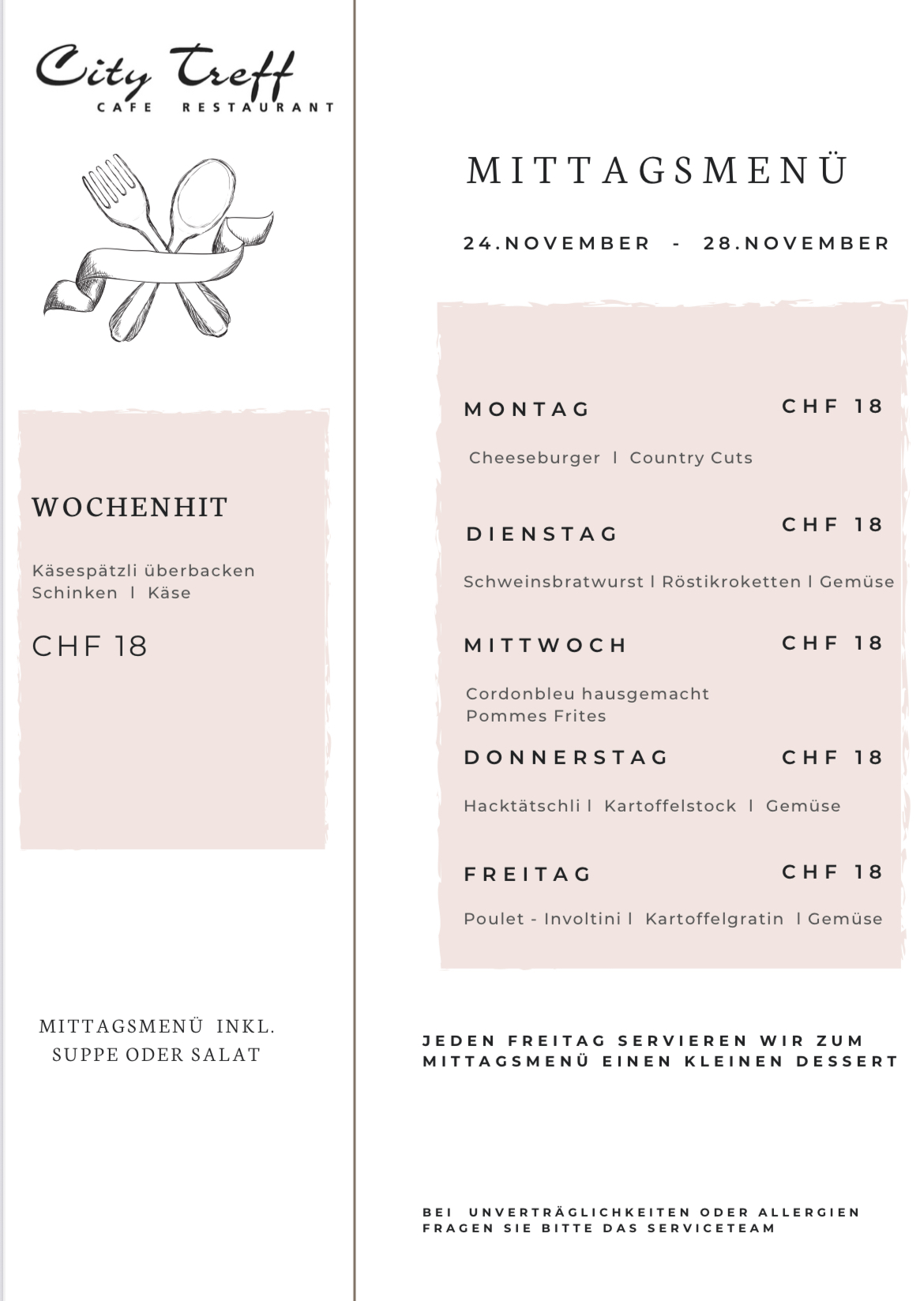 City-Treff-Restaurant-Eschlikon-Mittagsmenue-24.11.2025